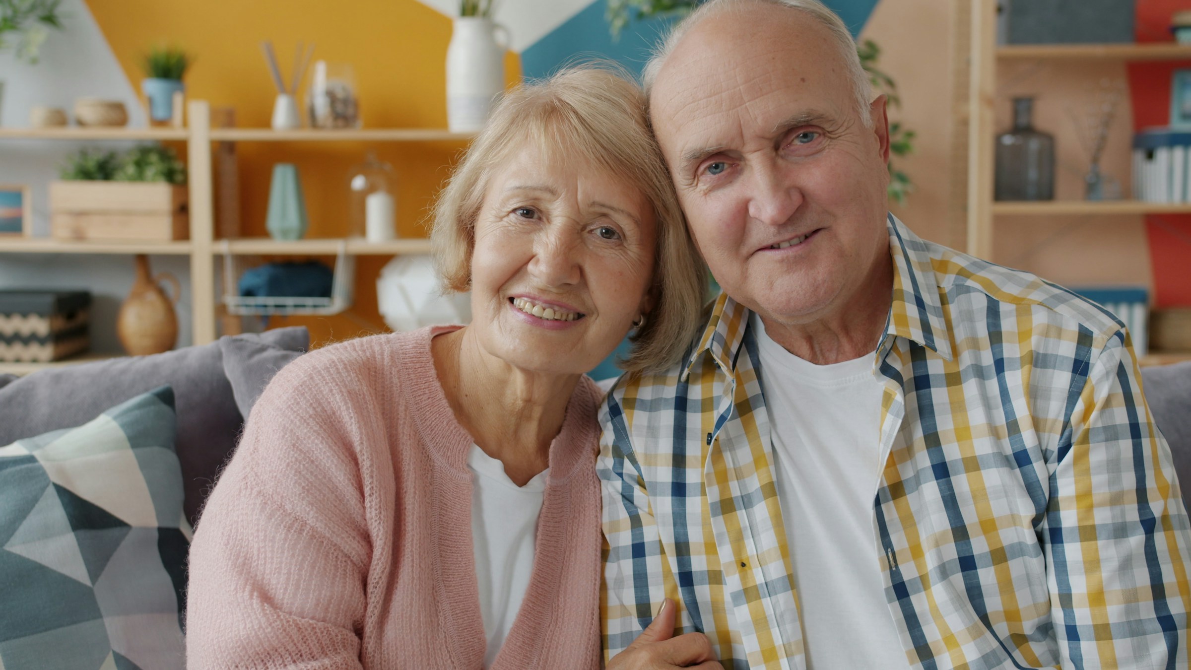 Senior at home with caregiver